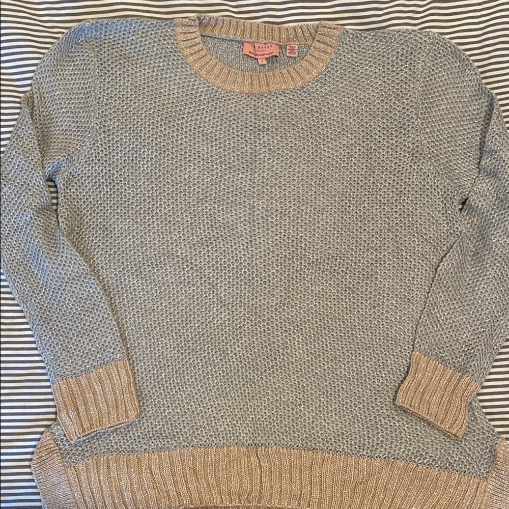 Ted Baker Gray and Beige Knit Sweater